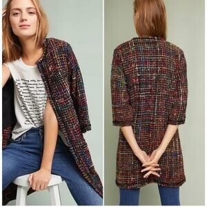 Anthropologie Ett:Twa Tweed Berwyn Jacket Rainbow Coat size S NWT